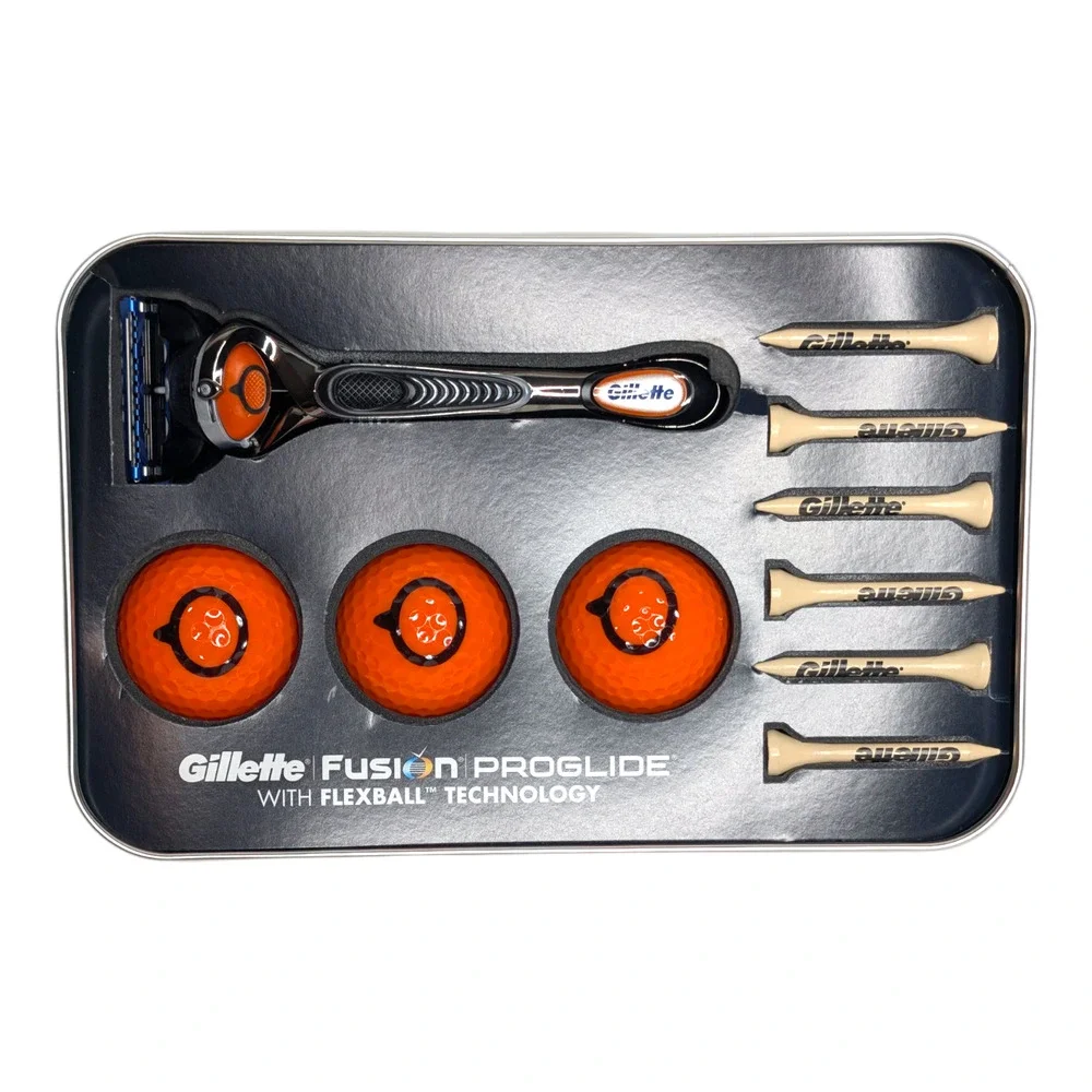 Gillette Fusion ProGlide Men's Shaving Razor Golf Balls and Tees Special Set New
